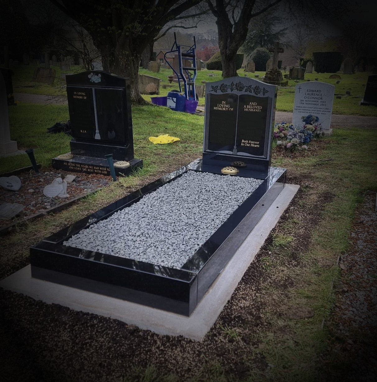 Kerbset install. A memorial that was fixed by our monumental stonemason in a Dorset cemetery