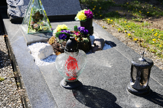 Kerbset installation with families flowers. Installed in dorset, monumental masons.