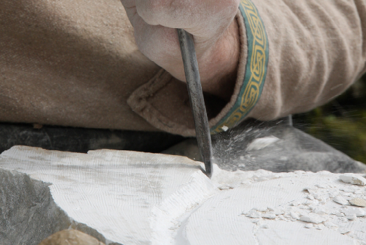 Restoration of old damanged stone. Cleaning and working to bring it back to life